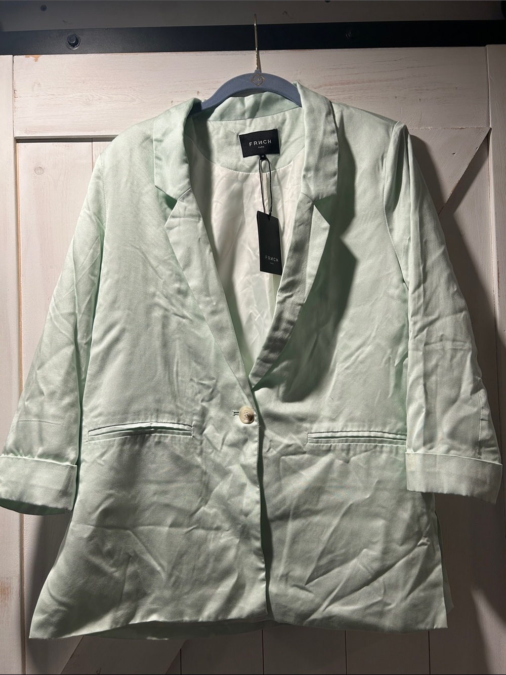 FRNCH Paris NWT Pistachio Green Viscose Single-Button Blazer Medium